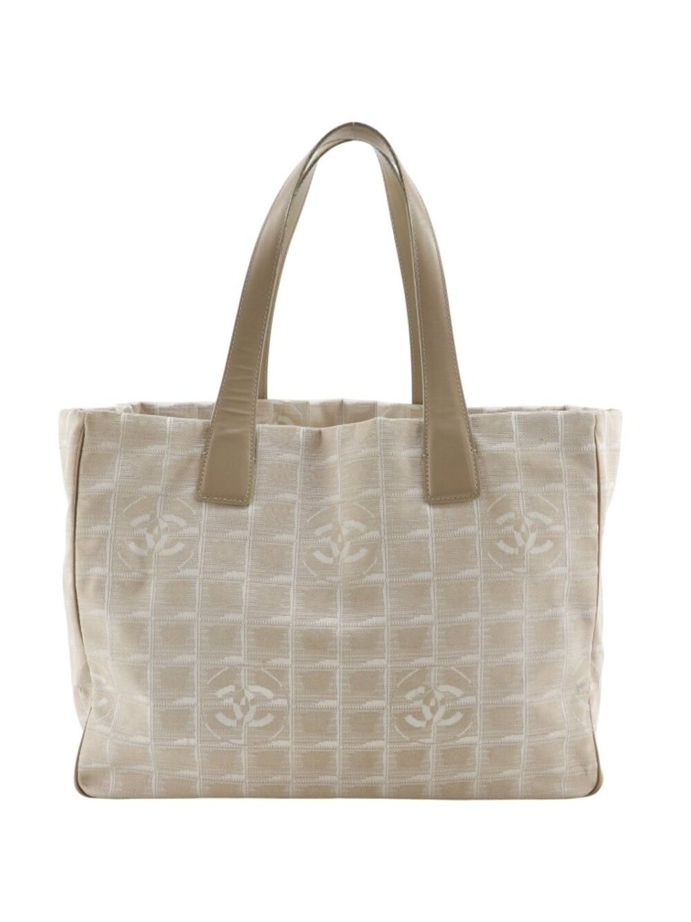 Chanel New Travel Line Tote MM Nylon Canvas Beige